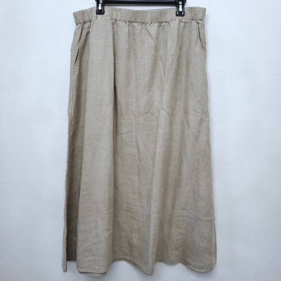 NWT Eileen Fisher Organic Linen Gathered Pull-On Skirt Size XL - Picture 2 of 15